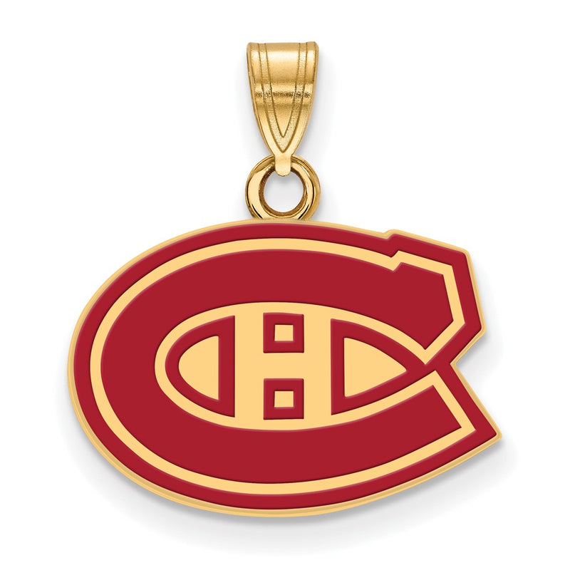 Gold Plated Sterling Silver Nhl Logoart Montreal Canadiens Small Enameled Pendant
