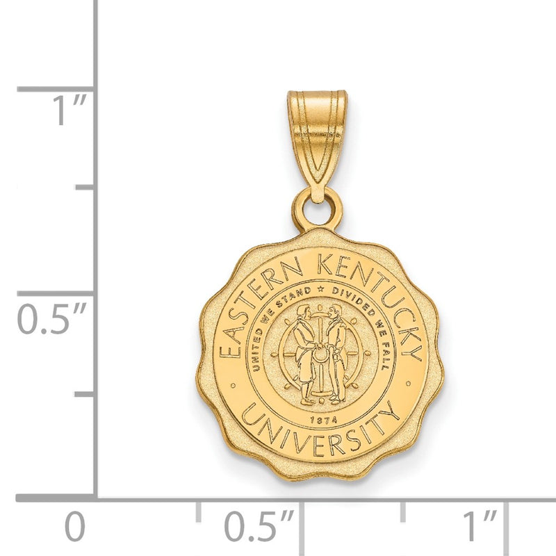 Gold Plated Sterling Silver Logoart Eastern Kentucky University Letter E Medium Crest Pendant