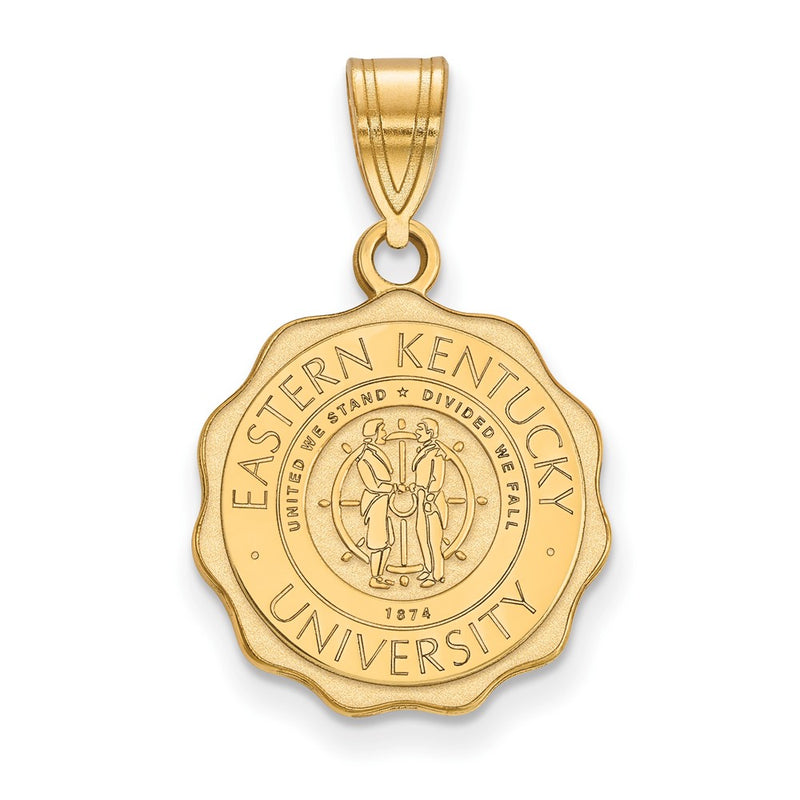Gold Plated Sterling Silver Logoart Eastern Kentucky University Letter E Medium Crest Pendant