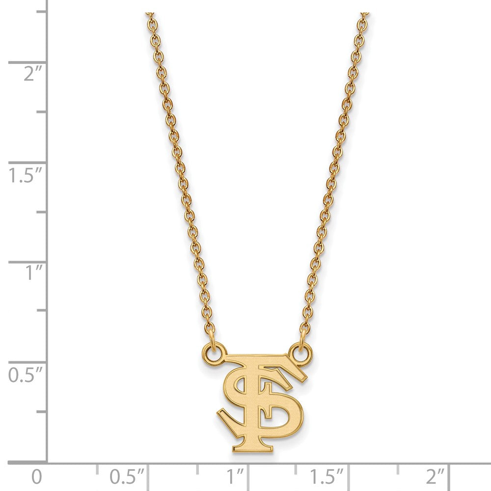 Gold Plated Sterling Silver Logoart Florida State University F S Small Pendant 18 Inch Necklace