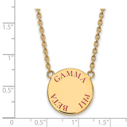 Gold Plated Sterling Silver Logoart Gamma Phi Beta Sorority Text Large Color Enamel Pendant 18 Inch Necklace
