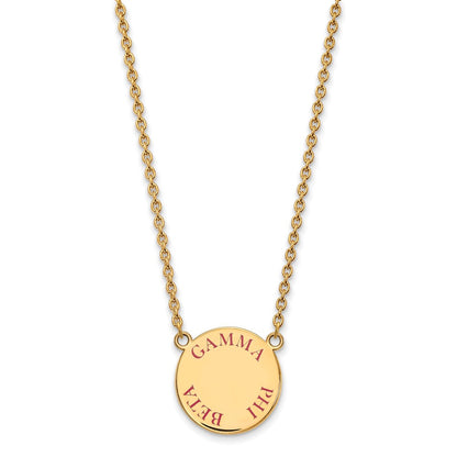 Gold Plated Sterling Silver Logoart Gamma Phi Beta Sorority Text Large Color Enamel Pendant 18 Inch Necklace