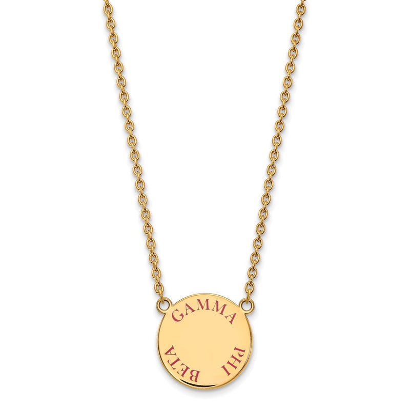 Gold Plated Sterling Silver Logoart Gamma Phi Beta Sorority Text Large Color Enamel Pendant 18 Inch Necklace