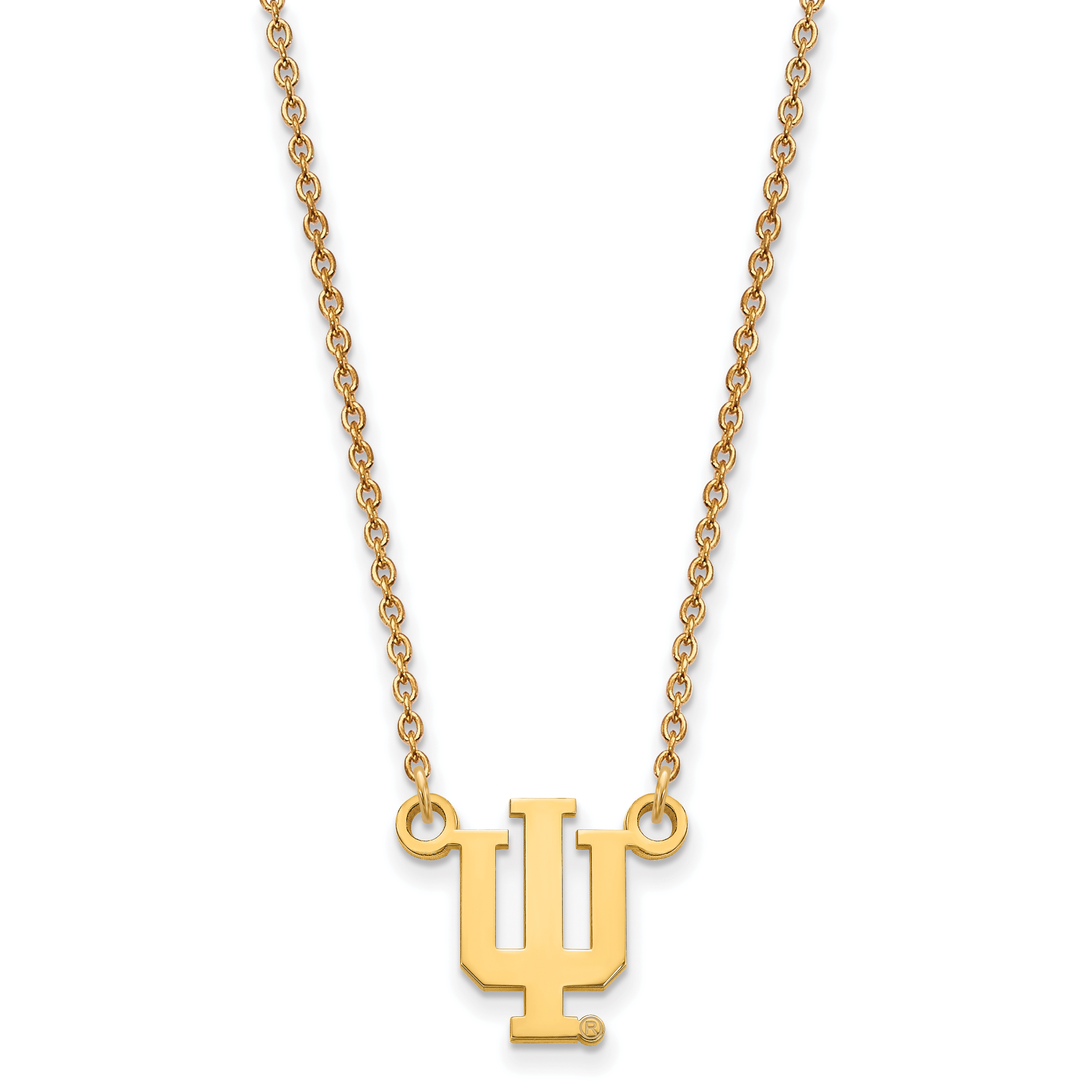 Gold Plated Sterling Silver Logoart Indiana University I U Small Pendant 18 Inch Necklace