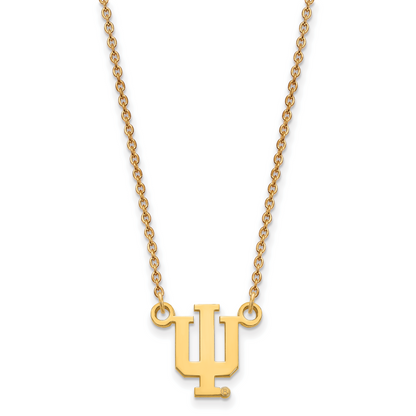 Gold Plated Sterling Silver Logoart Indiana University I U Small Pendant 18 Inch Necklace