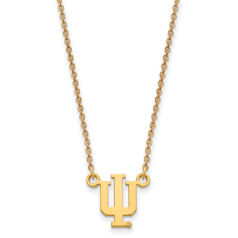 Gold Plated Sterling Silver Logoart Indiana University I U Small Pendant 18 Inch Necklace