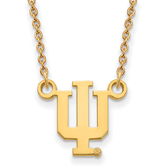 10K Yellow Gold Logoart Indiana University I U Small Pendant 18 Inch Necklace