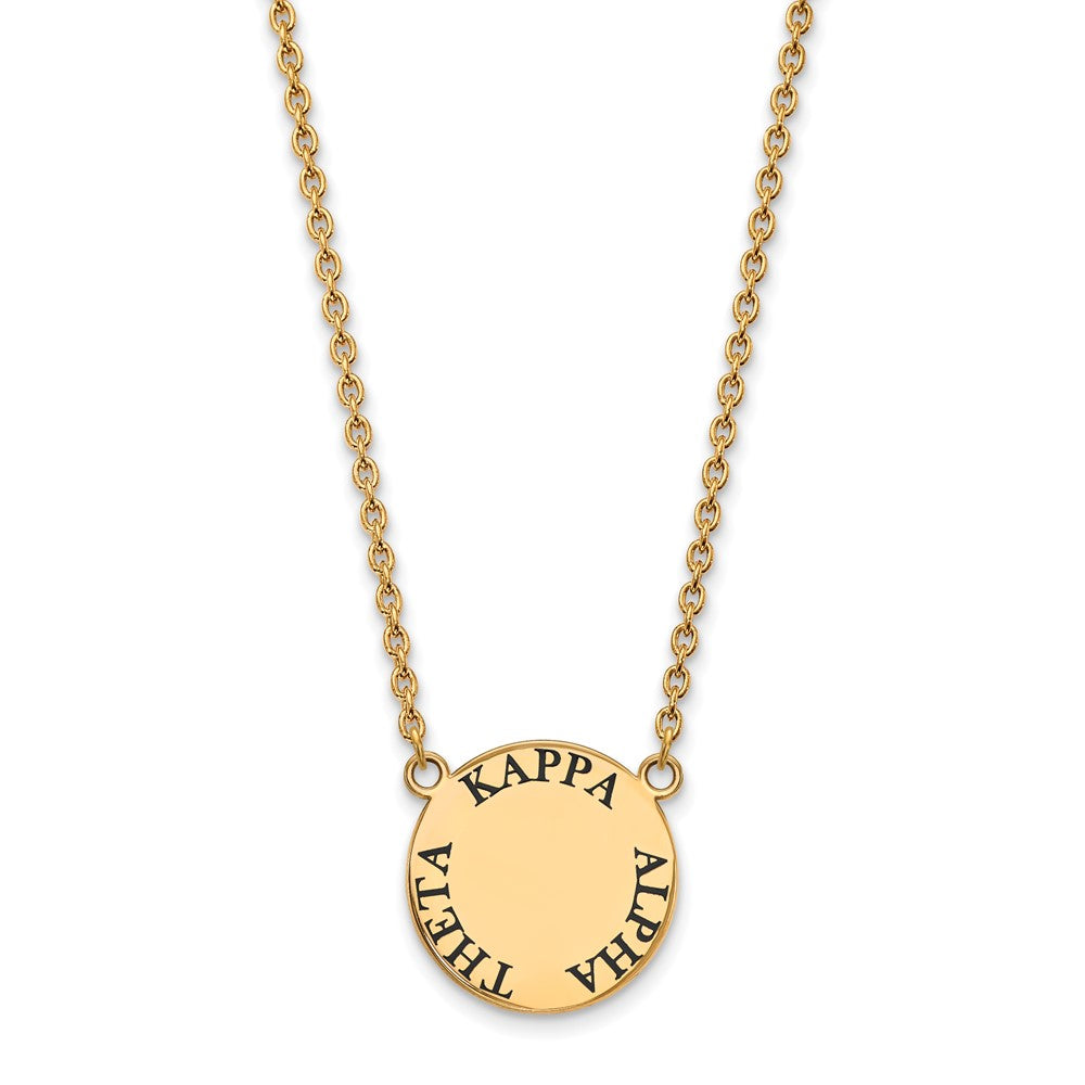Gold Plated Sterling Silver Logoart Kappa Alpha Theta Sorority Text Large Color Enamel Pendant 18 Inch Necklace