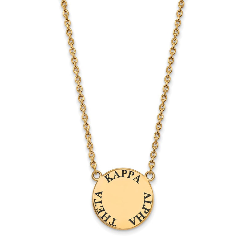 Gold Plated Sterling Silver Logoart Kappa Alpha Theta Sorority Text Large Color Enamel Pendant 18 Inch Necklace
