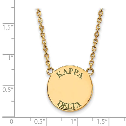 Gold Plated Sterling Silver Logoart Kappa Delta Sorority Text Large Color Enamel Pendant 18 Inch Necklace