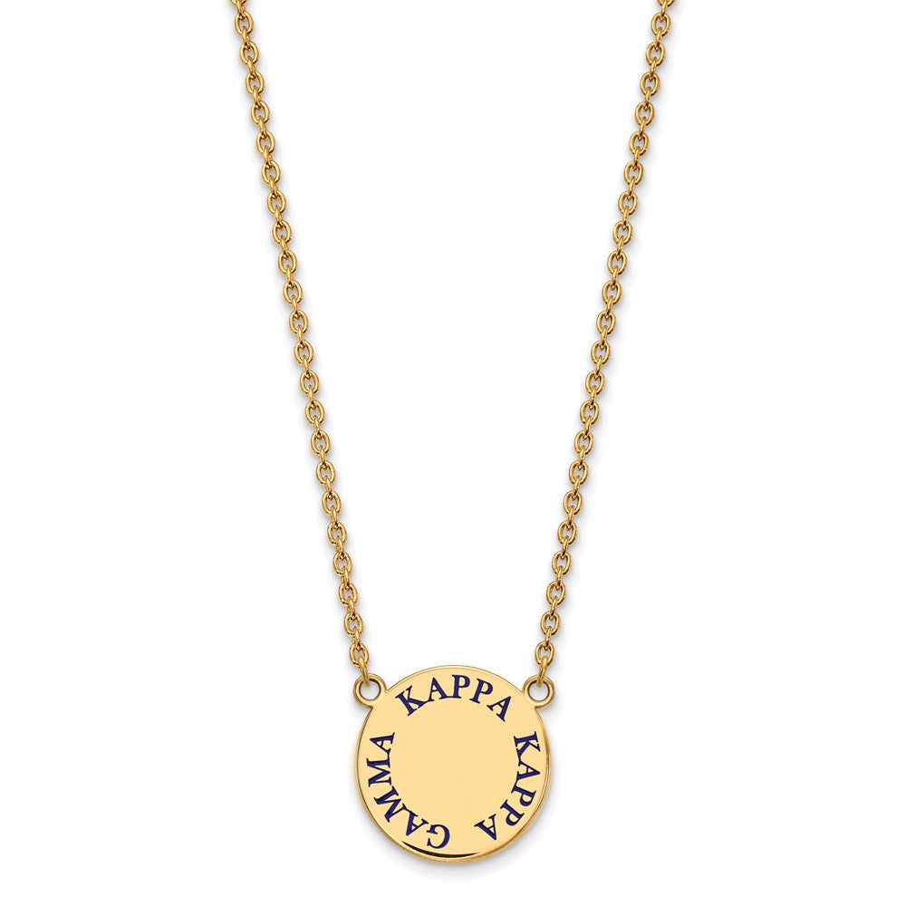 Gold Plated Sterling Silver Logoart Kappa Gamma Sorority Text Large Color Enamel Pendant 18 Inch Necklace