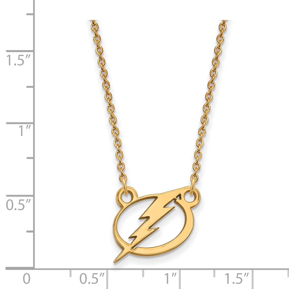 10K Yellow Gold Nhl Logoart Tampa Bay Lightning Small Pendant 18 Inch Necklace