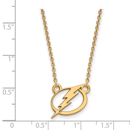 10K Yellow Gold Nhl Logoart Tampa Bay Lightning Small Pendant 18 Inch Necklace