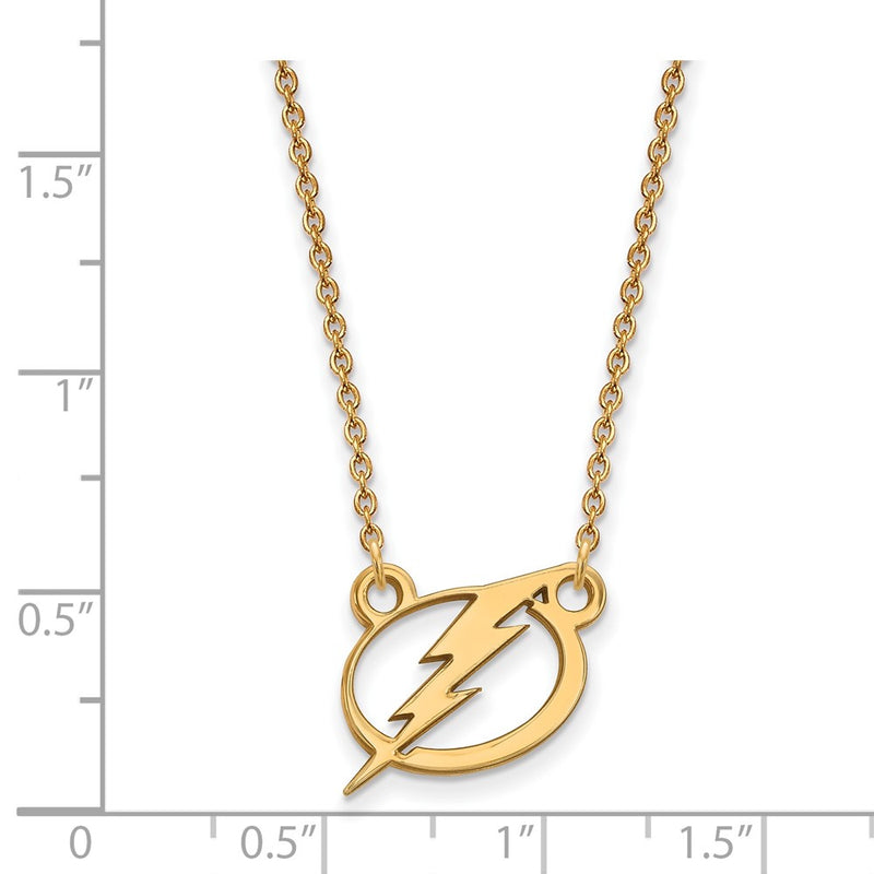 14K Yellow Gold Nhl Logoart Tampa Bay Lightning Small Pendant 18 Inch Necklace