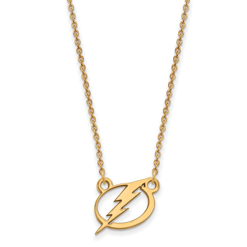 10K Yellow Gold Nhl Logoart Tampa Bay Lightning Small Pendant 18 Inch Necklace