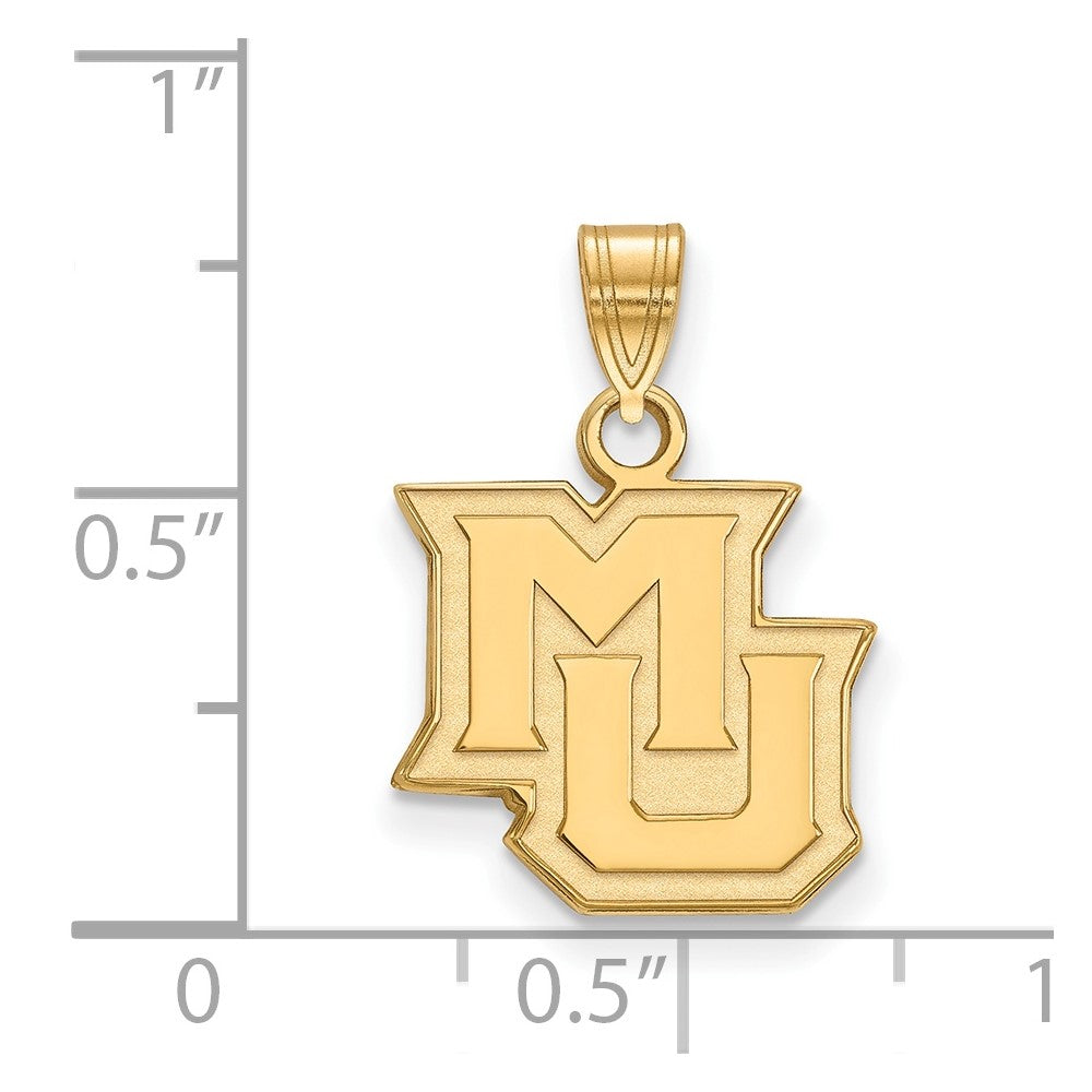 Gold Plated Sterling Silver Logoart Marquette University M U Small Pendant