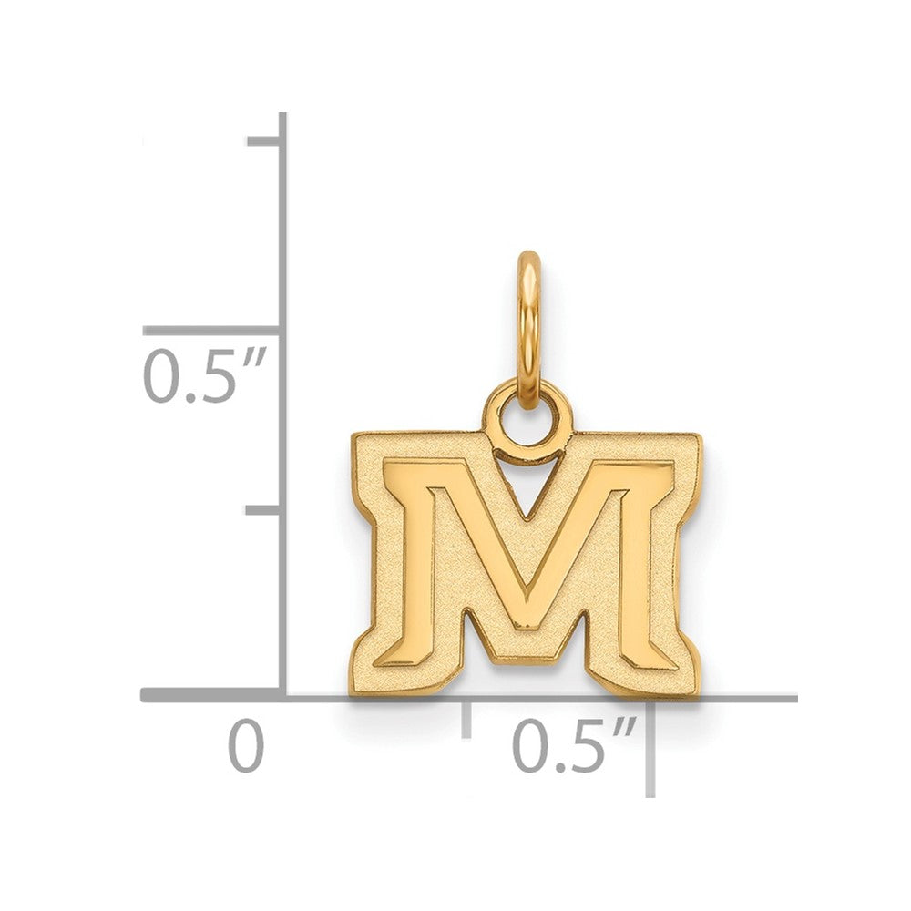 Gold Plated Sterling Silver Logoart Montana State University Letter M Extra Small Pendant