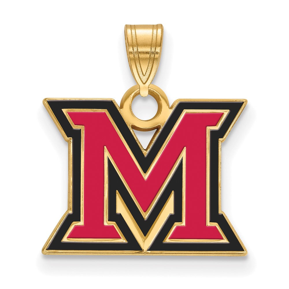 Gold Plated Sterling Silver Logoart Miami University Ohio Letter M Small Enameled Pendant