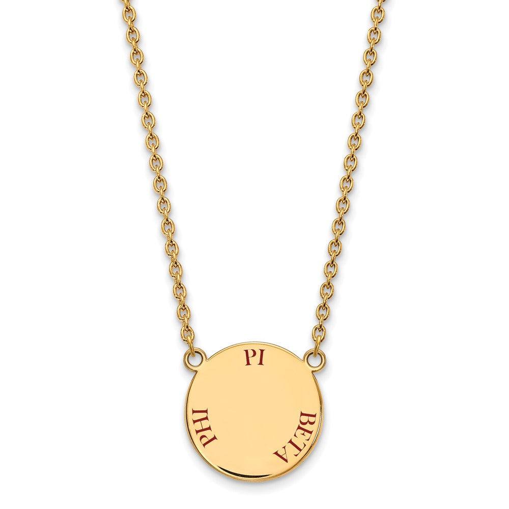 Gold Plated Sterling Silver Logoart Pi Beta Phi Sorority Text Large Color Enamel Pendant 18 Inch Necklace