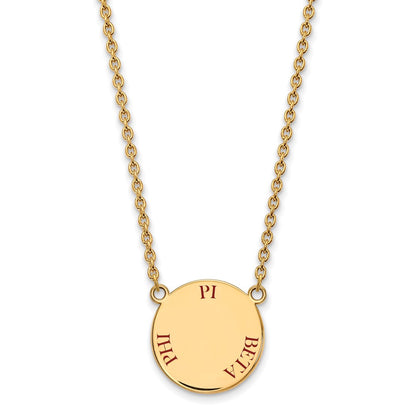 Gold Plated Sterling Silver Logoart Pi Beta Phi Sorority Text Large Color Enamel Pendant 18 Inch Necklace