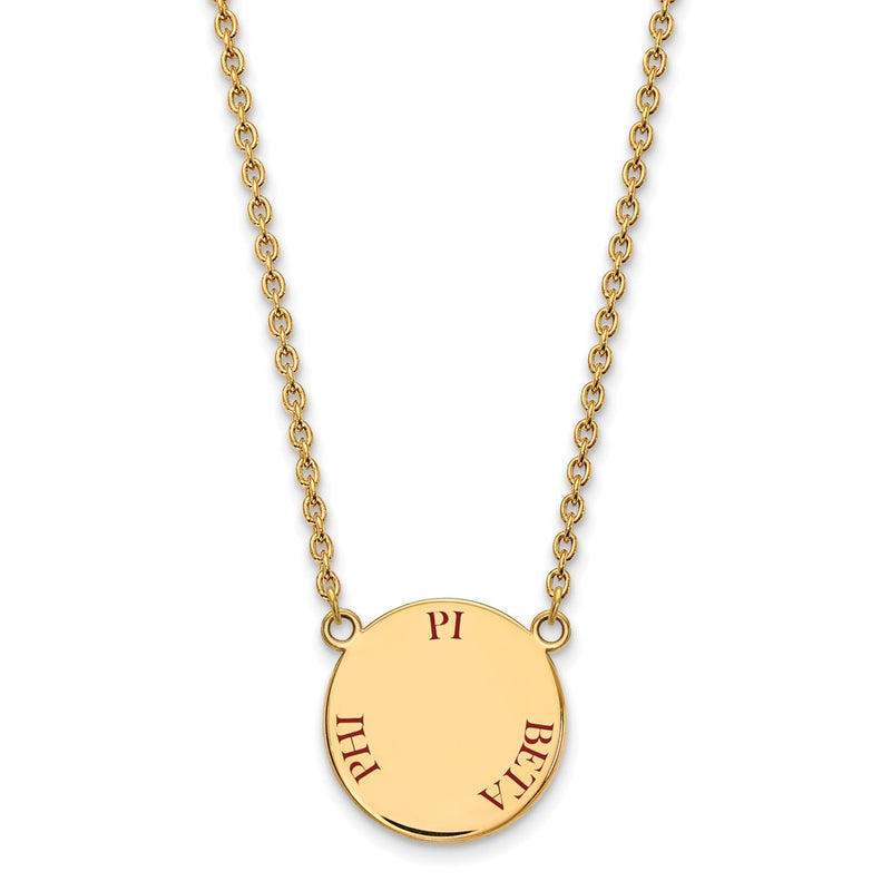 Gold Plated Sterling Silver Logoart Pi Beta Phi Sorority Text Large Color Enamel Pendant 18 Inch Necklace