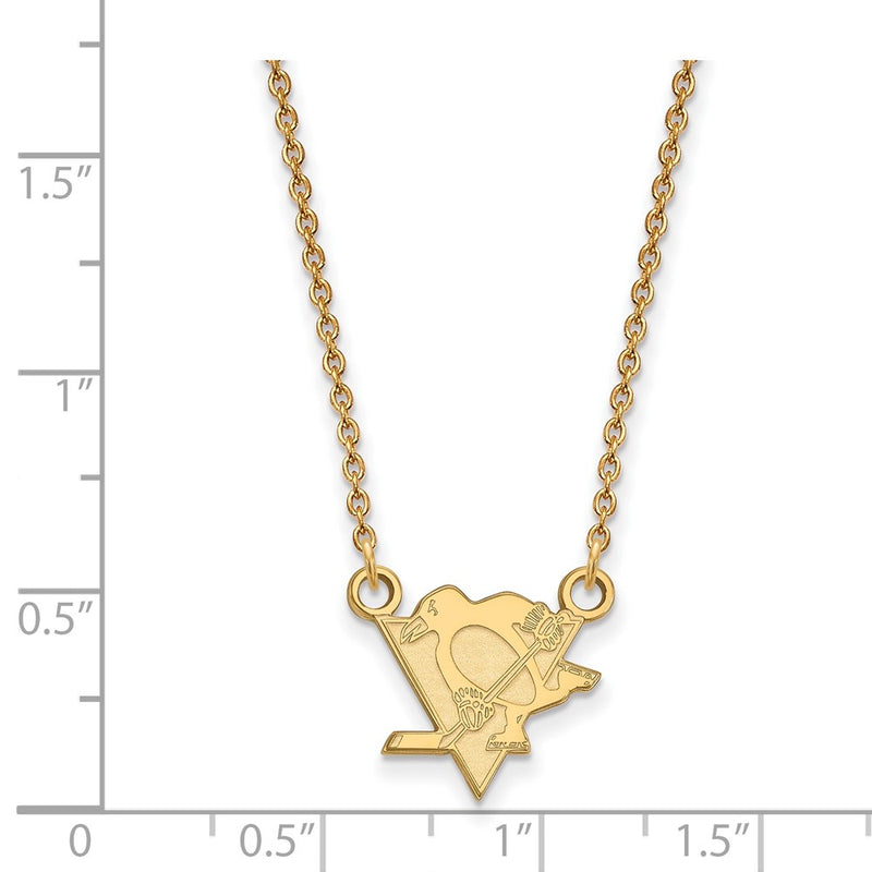 Gold Plated Sterling Silver Nhl Logoart Pittsburgh Penguins Small Pendant 18 Inch Necklace