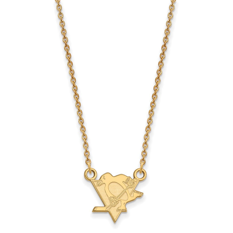 Gold Plated Sterling Silver Nhl Logoart Pittsburgh Penguins Small Pendant 18 Inch Necklace