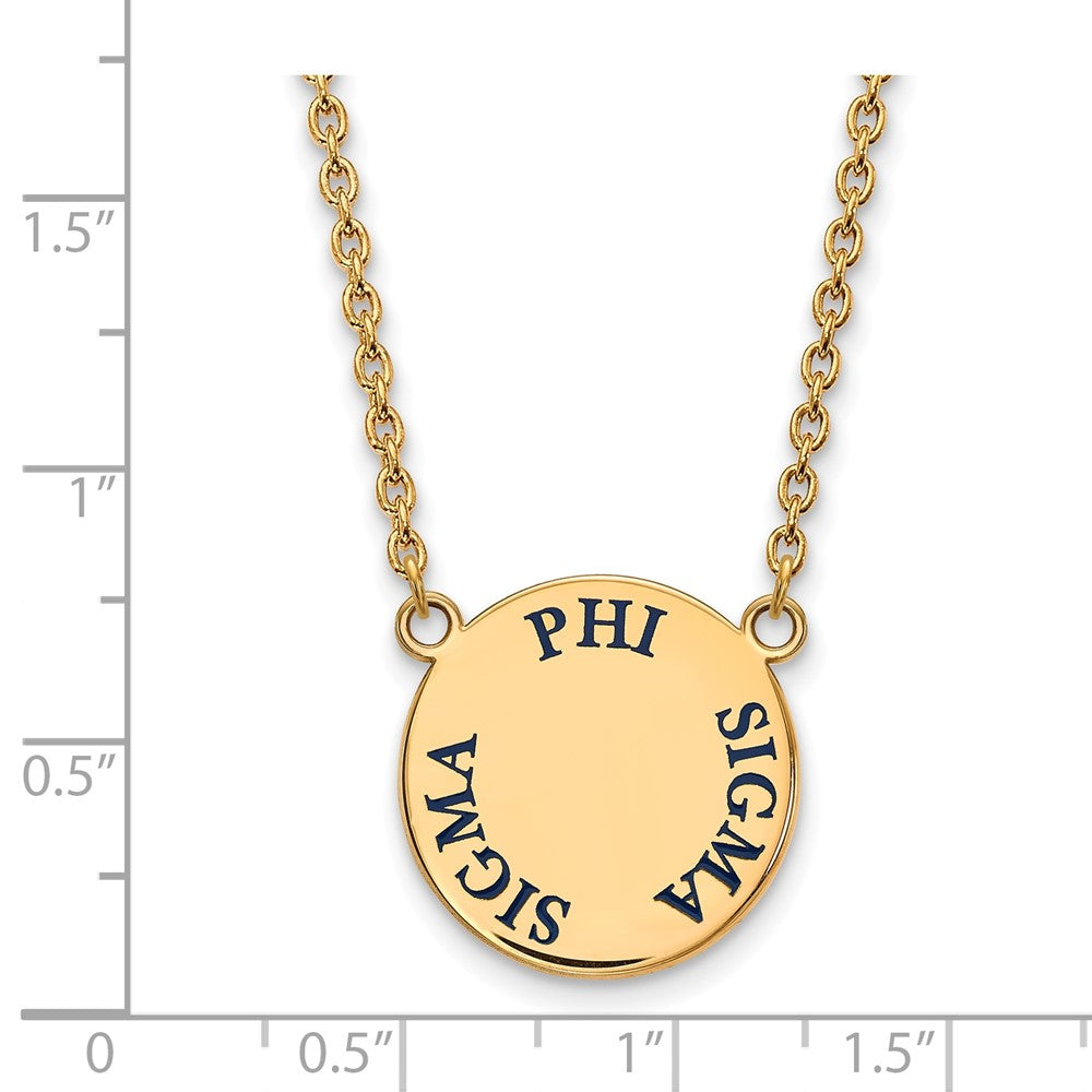 Gold Plated Sterling Silver Logoart Phi Sigma Sorority Text Large Color Enamel Pendant 18 Inch Necklace