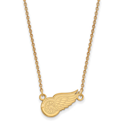 10K Yellow Gold Nhl Logoart Detroit Red Wings Small Pendant 18 Inch Necklace