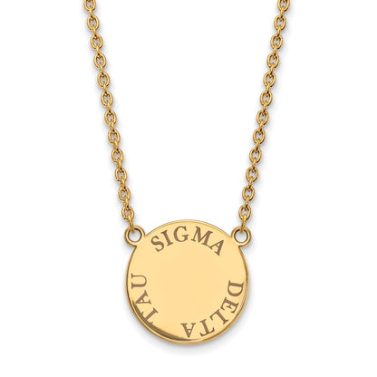 Gold Plated Sterling Silver Logoart Sigma Delta Tau Sorority Text Large Color Enamel Pendant 18 Inch Necklace