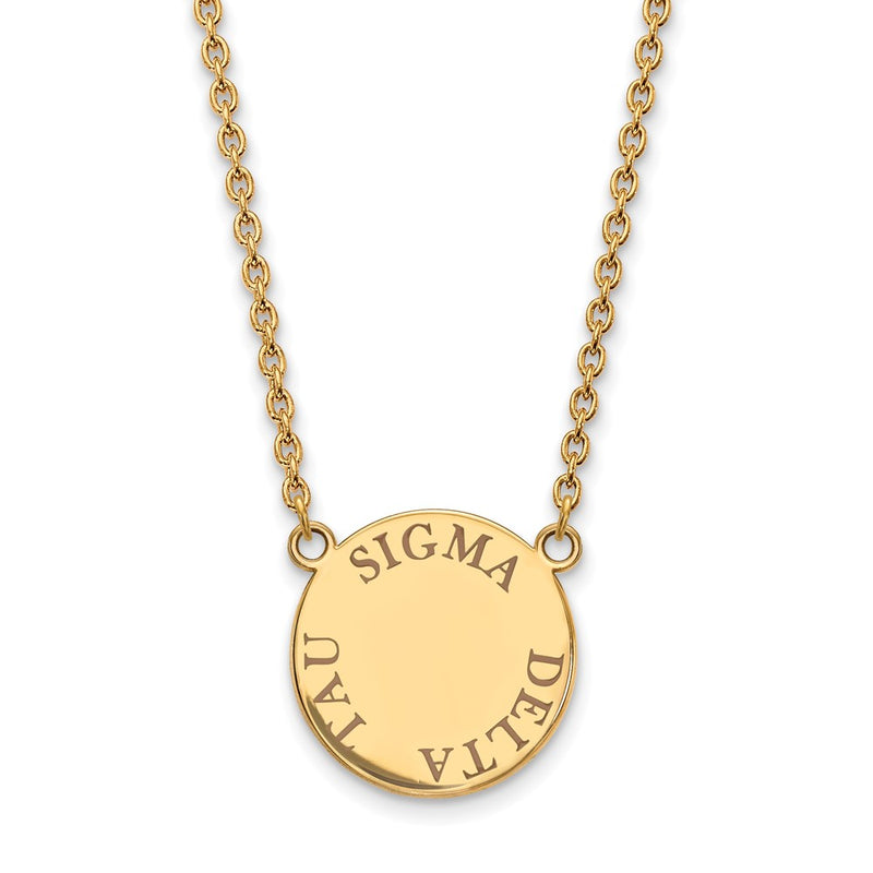 Gold Plated Sterling Silver Logoart Sigma Delta Tau Sorority Text Large Color Enamel Pendant 18 Inch Necklace