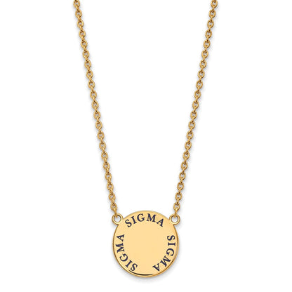 Gold Plated Sterling Silver Logoart Sigma Sorority Text Large Color Enamel Pendant 18 Inch Necklace