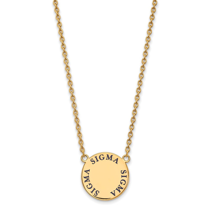 Gold Plated Sterling Silver Logoart Sigma Sorority Text Large Color Enamel Pendant 18 Inch Necklace