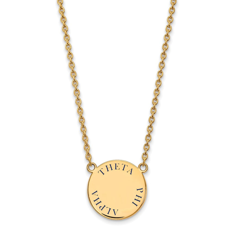 Gold Plated Sterling Silver Logoart Theta Phi Alpha Sorority Text Large Color Enamel Pendant 18 Inch Necklace