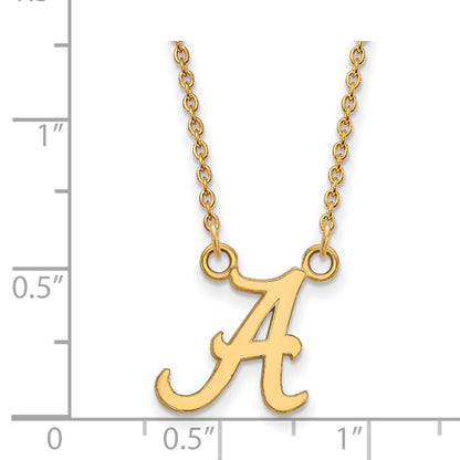 14K Yellow Gold Logoart University Of Alabama Letter A Small Pendant 18 Inch Necklace