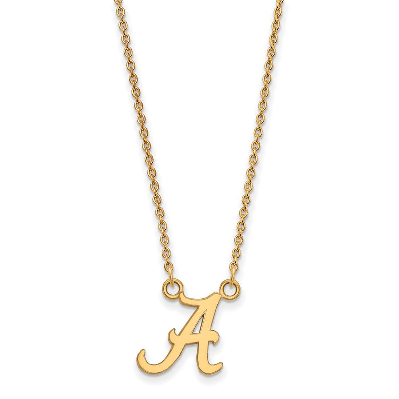 Gold Plated Sterling Silver Logoart University Of Alabama Letter A Small Pendant 18 Inch Necklace