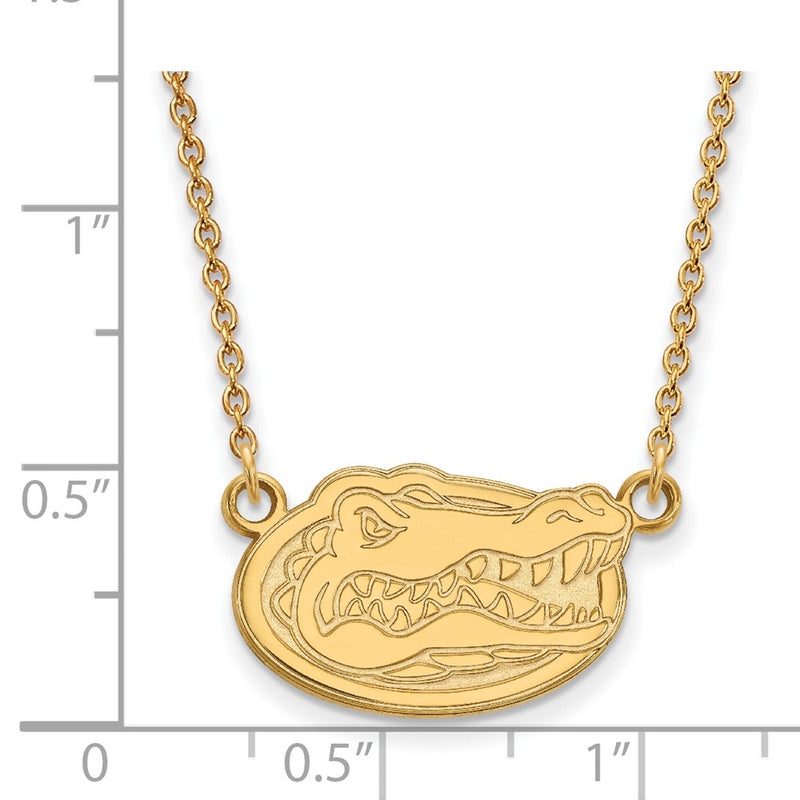 Gold Plated Sterling Silver Logoart University Of Florida Gator Small Pendant 18 Inch Necklace