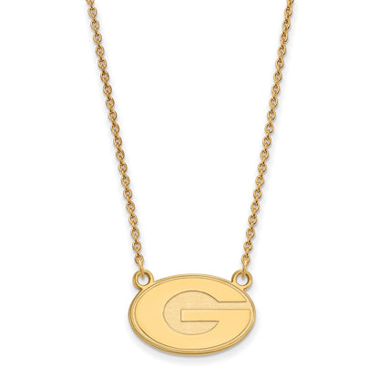 Gold Plated Sterling Silver Logoart University Of Georgia Letter G Small Pendant 18 Inch Necklace