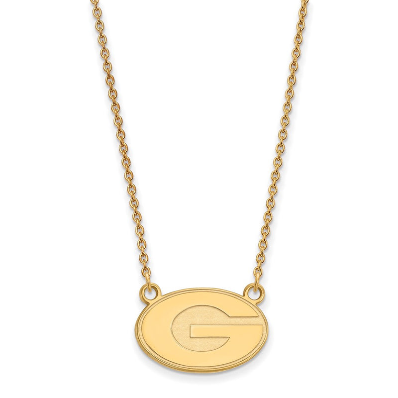 Gold Plated Sterling Silver Logoart University Of Georgia Letter G Small Pendant 18 Inch Necklace