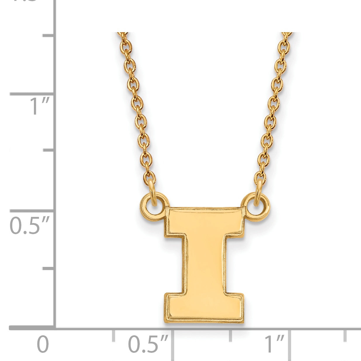 10K Yellow Gold Logoart University Of Illinois Letter I Small Pendant 18 Inch Necklace