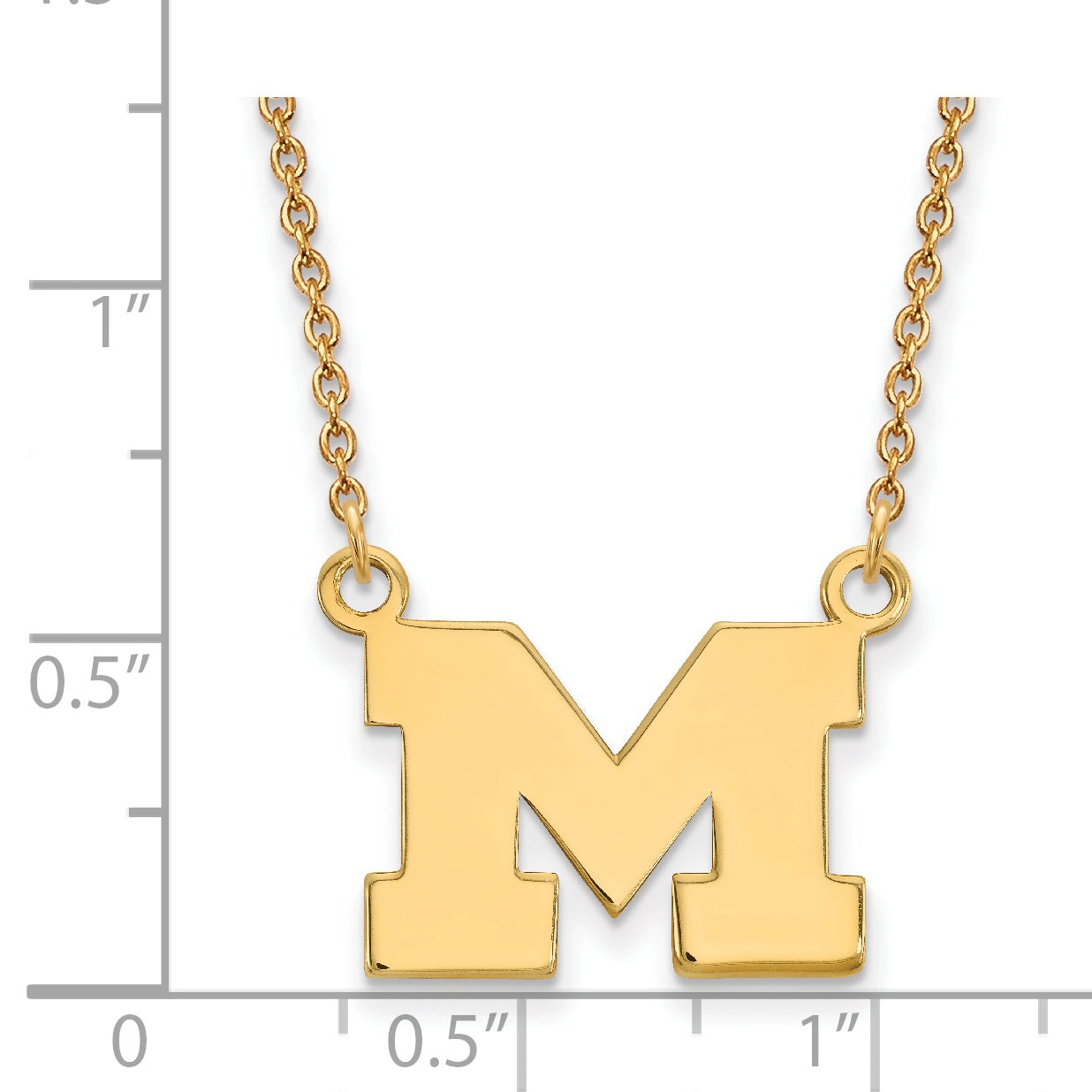10K Yellow Gold Logoart University Of Michigan Letter M Small Pendant 18 Inch Necklace