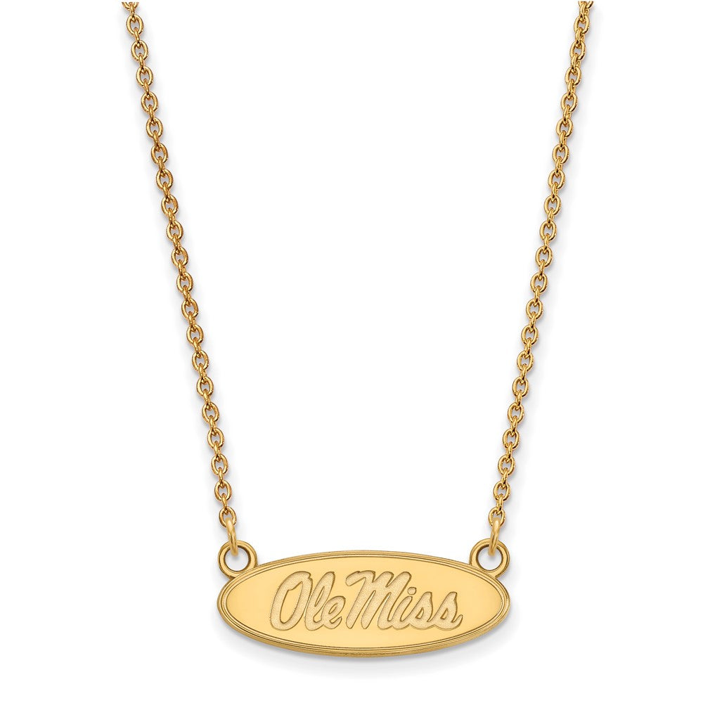 Gold Plated Sterling Silver Logoart University Of Mississippi Ole Miss Small Oval Pendant 18 Inch Necklace