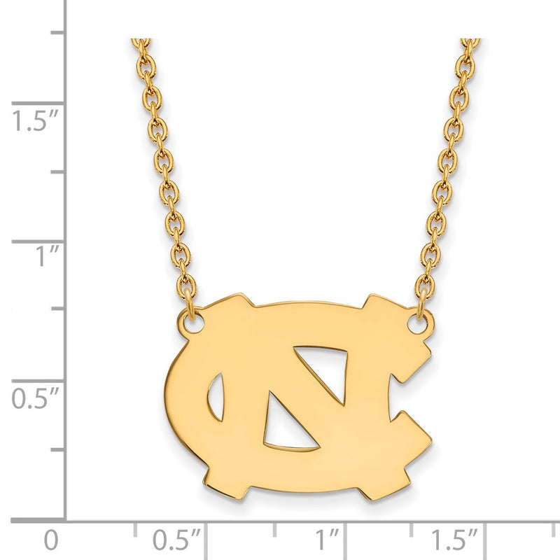 Gold Plated Sterling Silver Logoart University Of North Carolina N C Large Pendant 18 Inch Necklace
