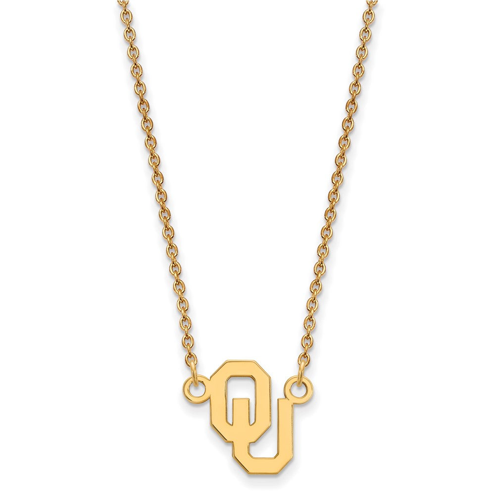 14K Yellow Gold Logoart University Of Oklahoma O U Small Pendant 18 Inch Necklace