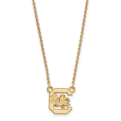 14K Yellow Gold Logoart University Of South Carolina Small Pendant 18 Inch Necklace