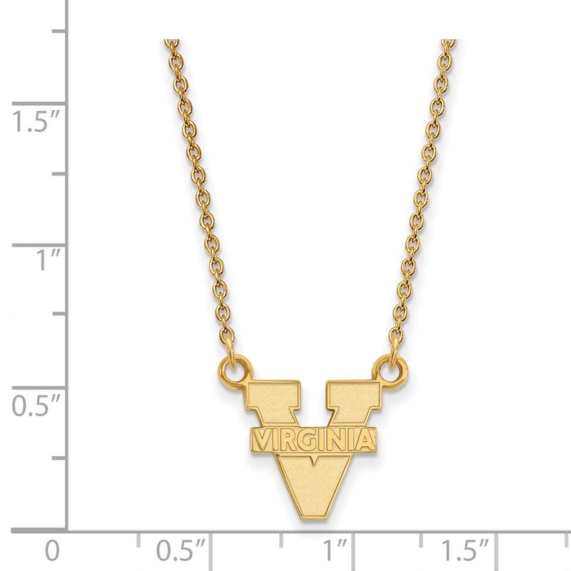 Gold Plated Sterling Silver Logoart University Of Virginia Small Pendant 18 Inch Necklace
