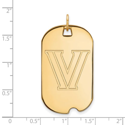 10K Yellow Gold Logoart Villanova University Letter V Large Dog Tag Pendant