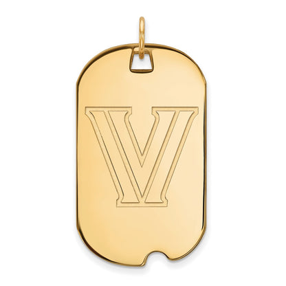10K Yellow Gold Logoart Villanova University Letter V Large Dog Tag Pendant