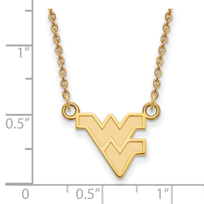 Gold Plated Sterling Silver Logoart West Virginia University W V Small Pendant 18 Inch Necklace