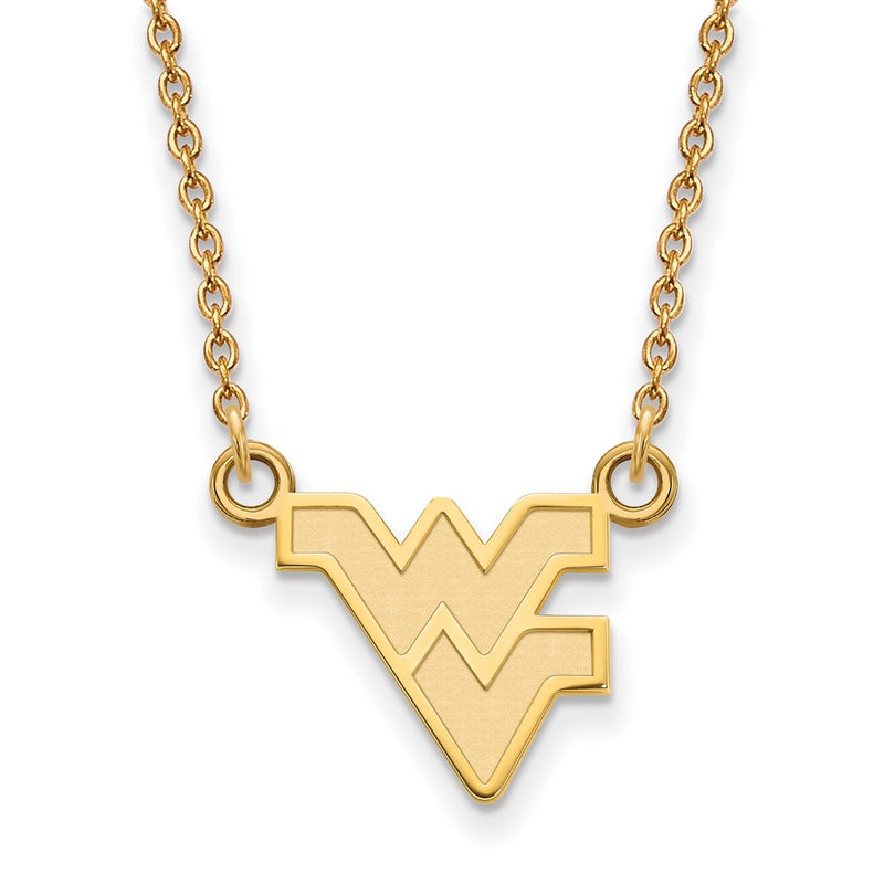 14K Yellow Gold Logoart West Virginia University W V Small Pendant 18 Inch Necklace